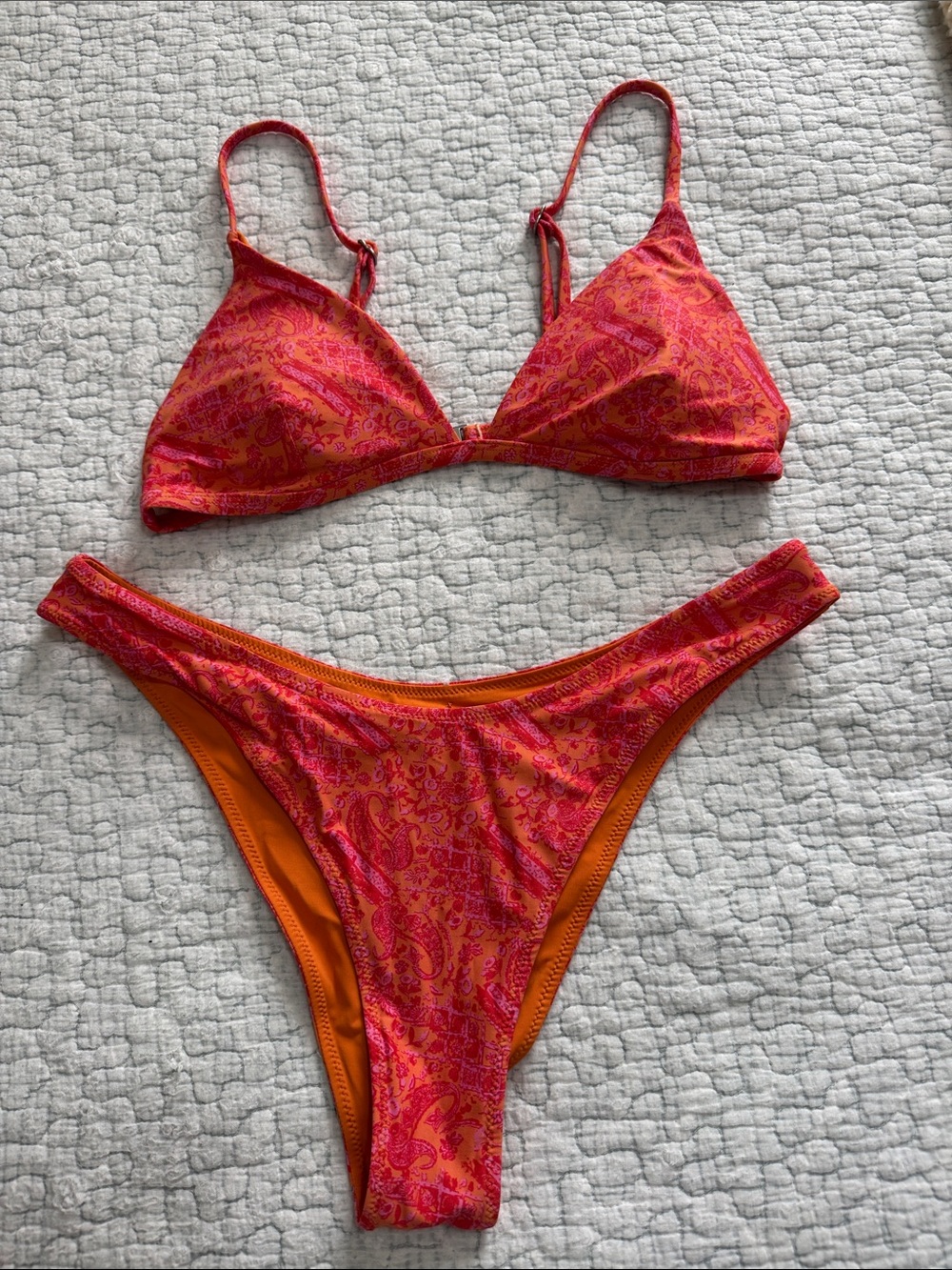 NWOT sunshine79 Two-Piece Bikini Set in Hot Pink and Orange